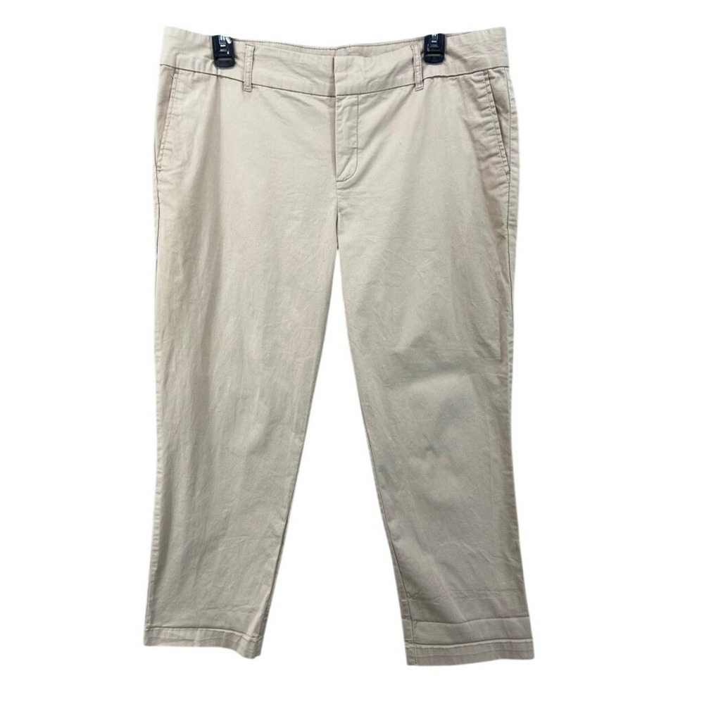 Kut from the Kloth Pants Womens Sz 14 Taylor Crop Trouser Khaki Tan Mid Rise